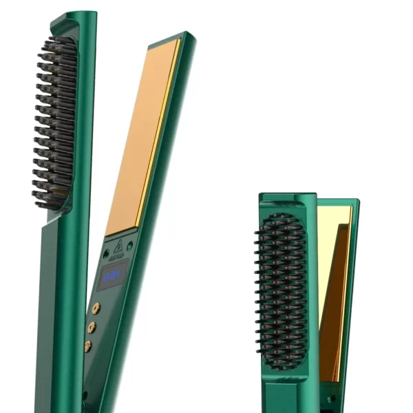 Essentials Multi-Function Hair Straightener Brush & Flat Iron - Hunter Green