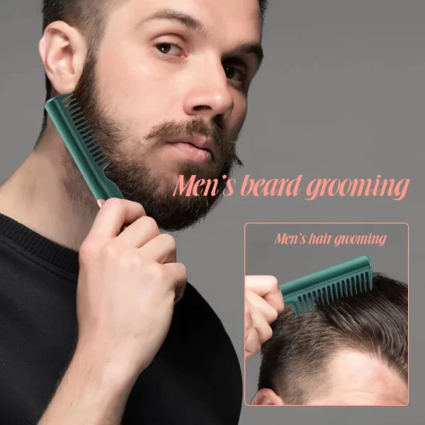 Essentials Multi-Purpose Wireless Hot Comb - Hunter Green - Male Model Image