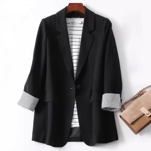 Essentials Casual Style Long Sleeve Blazer - Black