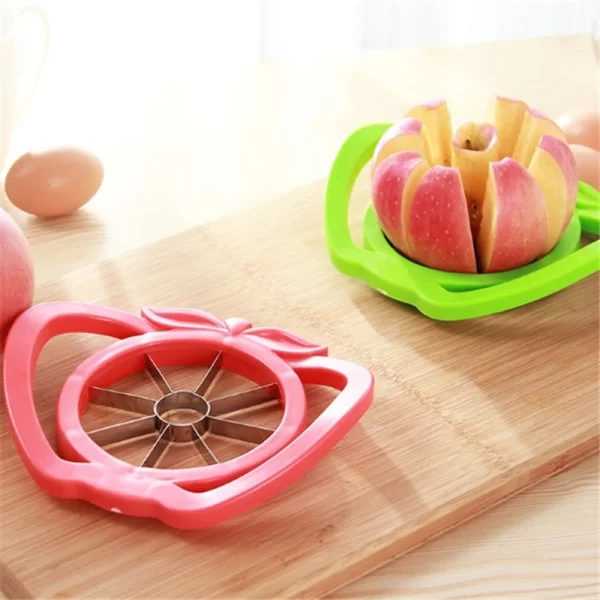 Essentials Kitchen Apple Shaped Fruit Slicer - Lime Green - Red - Product in Use