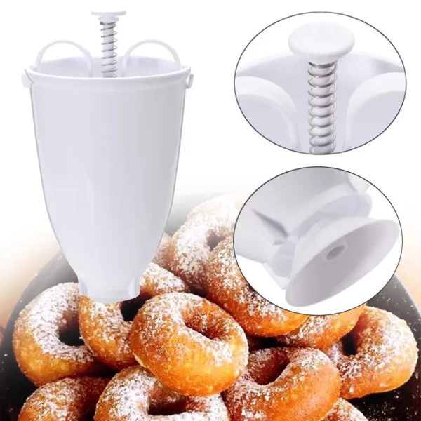 Essentials Kitchen Standard Handheld Donut Maker Product & Donuts Image