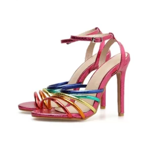 Essentials Pink High Heel Sandals w/Rainbow Colors