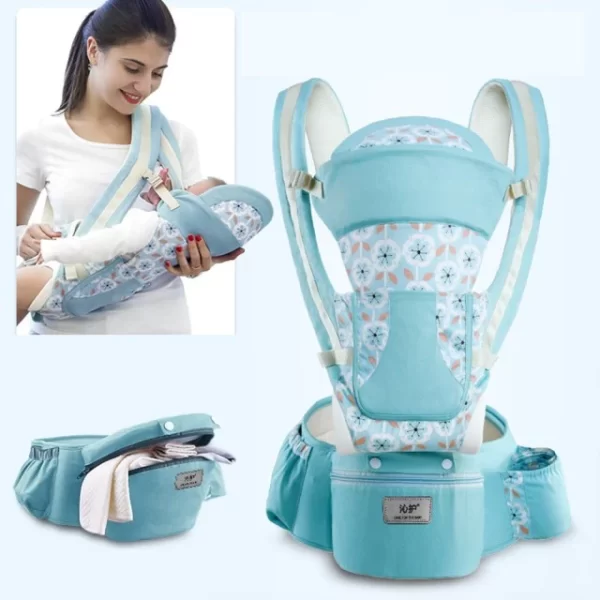 Essentials Portable Front-Facing Baby Carrier w/Storage Pouch | Things & Essentials | Harness - Turquoise Floral Print