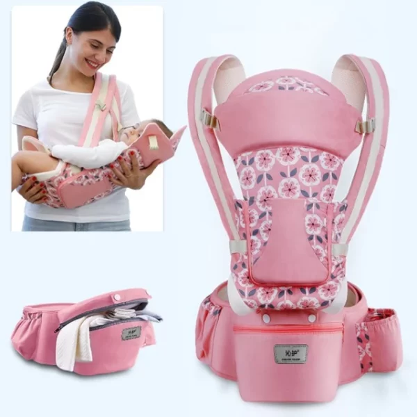 Essentials Portable Front-Facing Baby Carrier w/Storage Pouch | Things & Essentials | Harness - Pink w/Floral Print