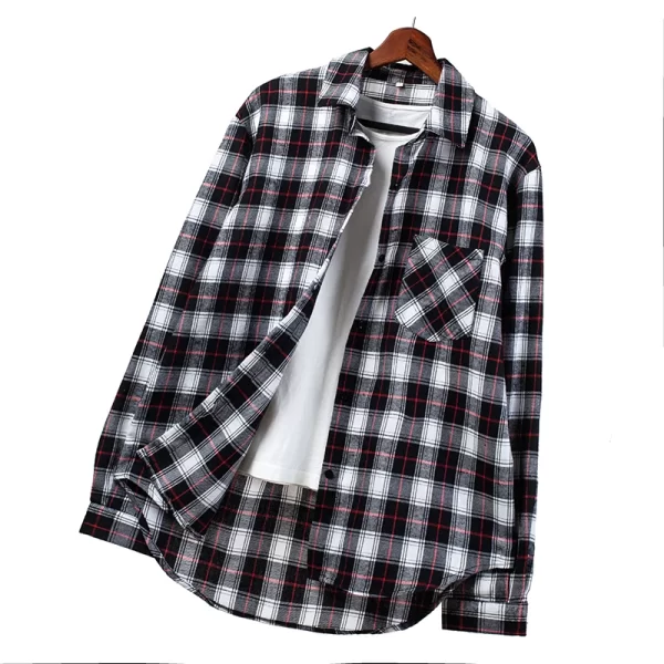 Essentials Women's Casual Style Long Sleeve Plaid Shirt - Black Gray