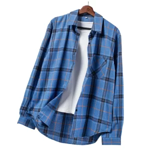 Essentials Women's Casual Style Long Sleeve Plaid Shirt - Blue