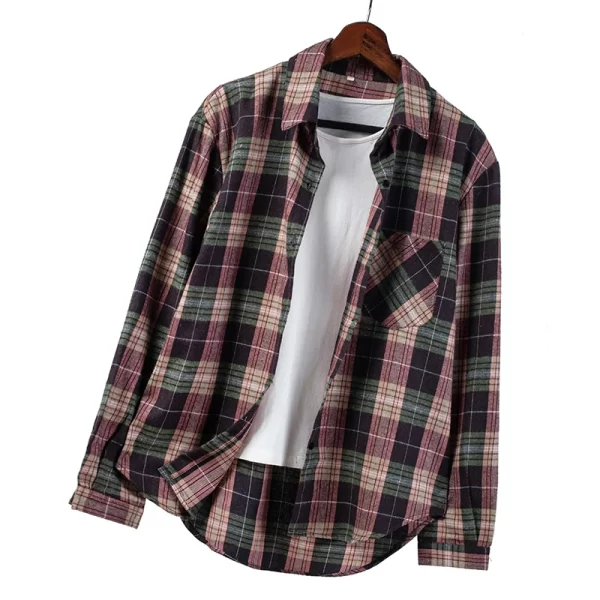 Essentials Women's Casual Style Long Sleeve Plaid Shirt - Blue & Green