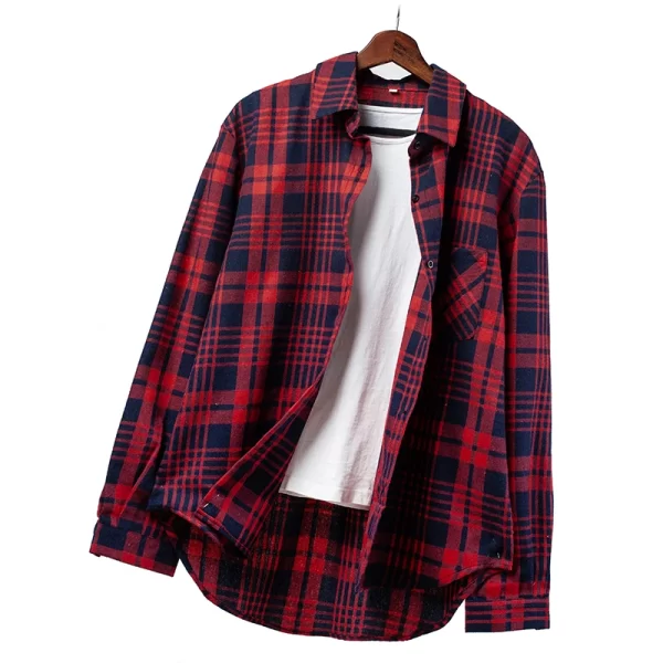 Essentials Women's Casual Style Long Sleeve Plaid Shirt - Red Blue