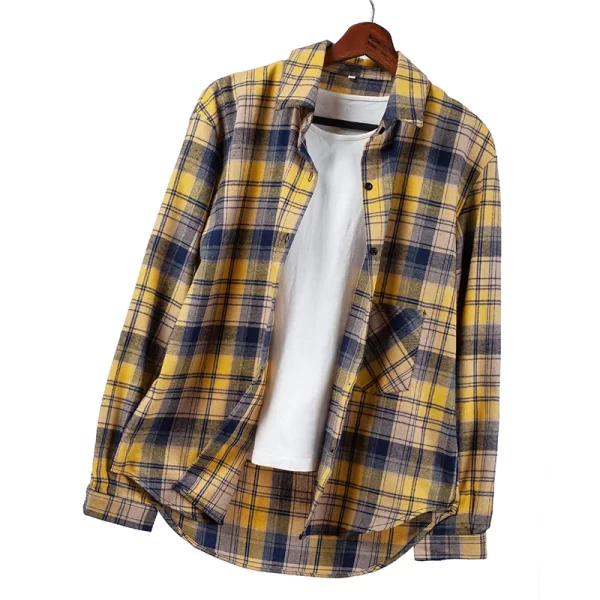 Essentials Women's Casual Style Long Sleeve Plaid Shirt - Yellow