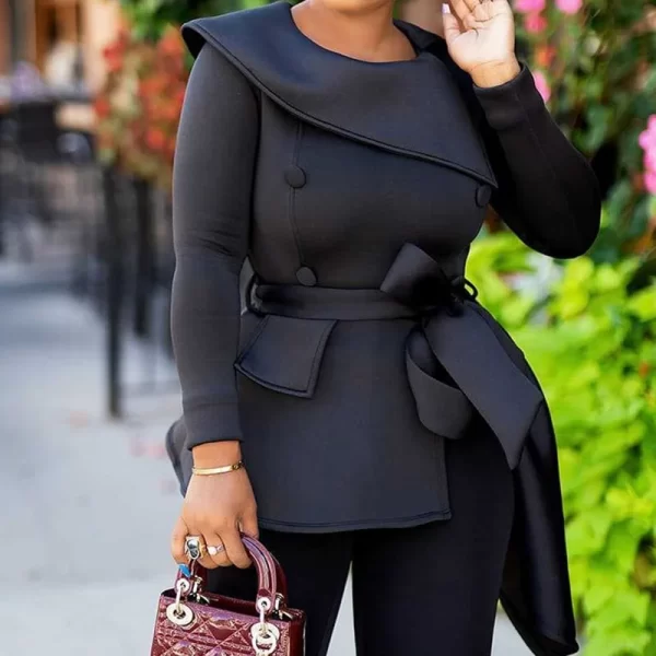 Essentials Women's Elegant Irregular Asymmetrical Top - Black