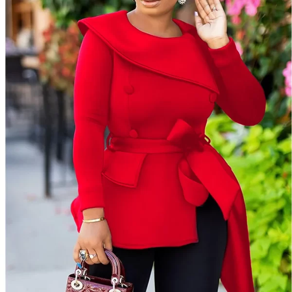 Essentials Women's Elegant Irregular Asymmetrical Top - Red