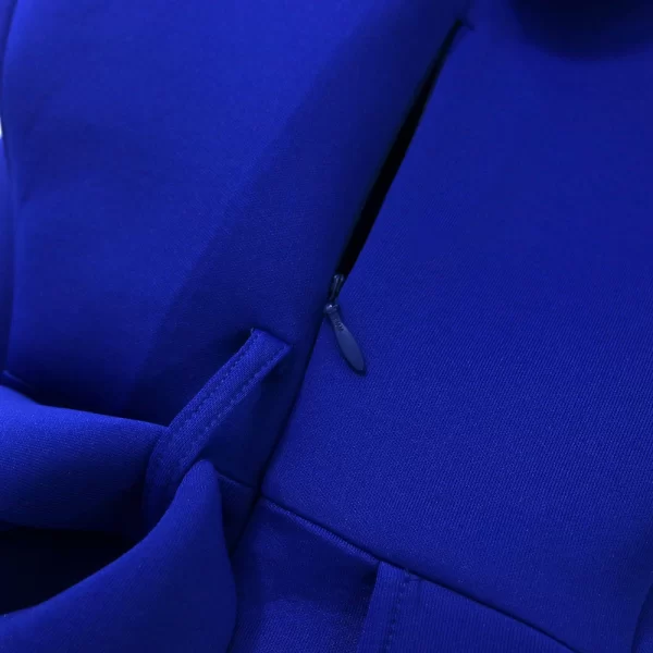 Essentials Women's Elegant Irregular Asymmetrical Top - Royal Blue - Back Zipper View