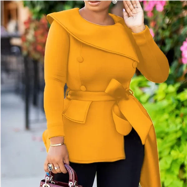 Essentials Women's Elegant Irregular Asymmetrical Top - Yellow