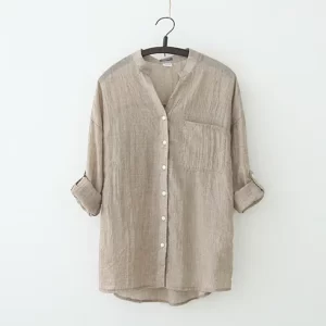 Essentials Women's Thin Cotton Blend Long-Sleeve Shirt - Gray