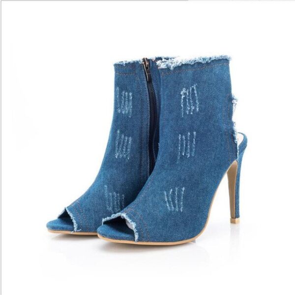 Essentials Women's Denim Ankle Boot Style High Heel Sandals