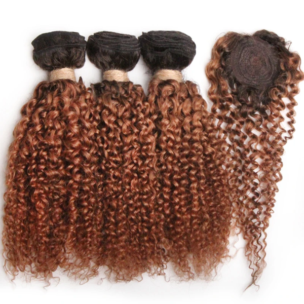 Essentials 100% Brazilian Virgin Human Hair - Remy Kinky Style - Brown with Black