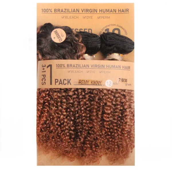 Essentials 100% Brazilian Virgin Human Hair - Remy Kinky Style - T1B 30