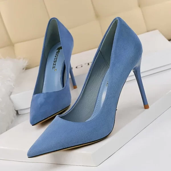 Essentials BigTree Womens Classic Style Suede Pumps - Blue