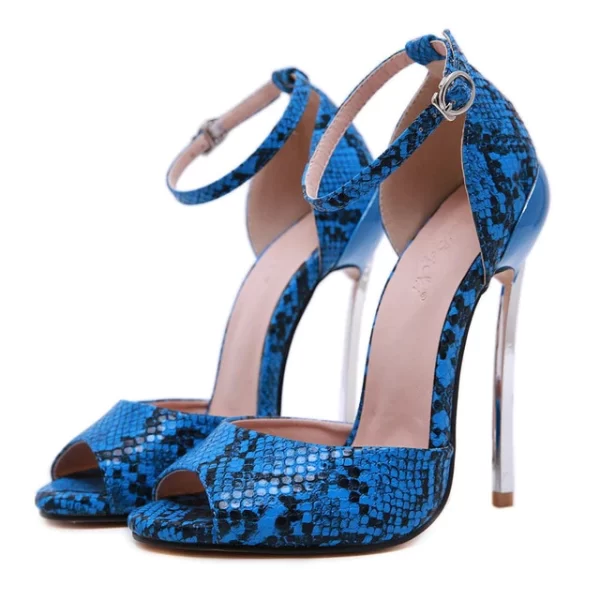 Essentials Classy Snakeskin Style High Heels - Blue