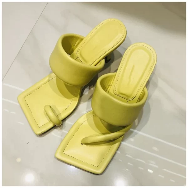 Essentials Elegant Square Toe Slipper Style High Heel Sandals - Lime Green