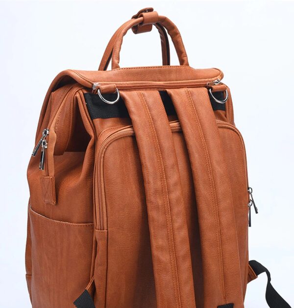 Essentials Leather Diaper Backpack w/Changing Pad | Things & Essentials | Diaper Bag - Back with Shoulder Straps Top View