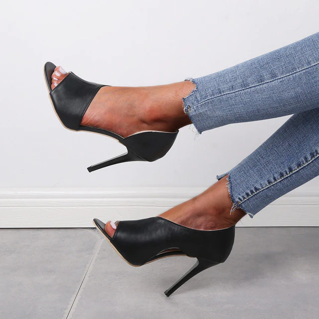 Essentials Sexy Open Toe High Heels - Black