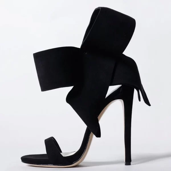 Essentials Women's Elegant Style Side Bow Ankle Strap High Heel Sandals - Black