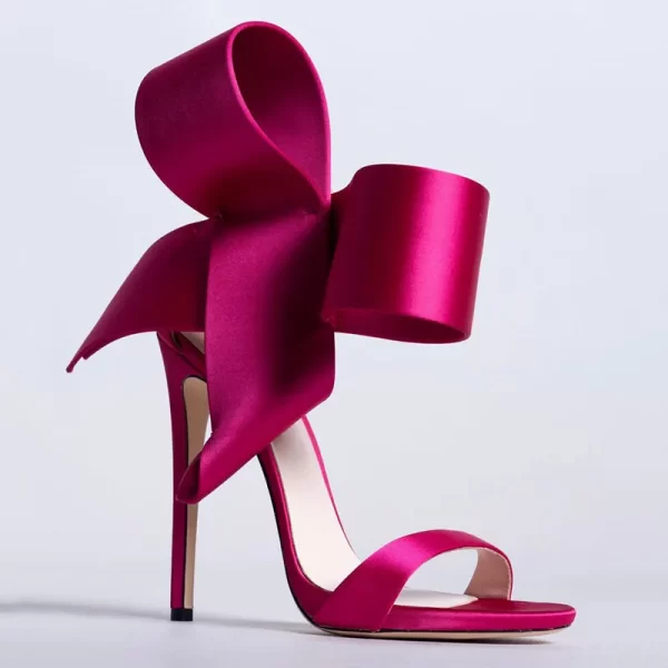 Essentials Women's Elegant Style Side Bow Ankle Strap High Heel Sandals - Fuchsia