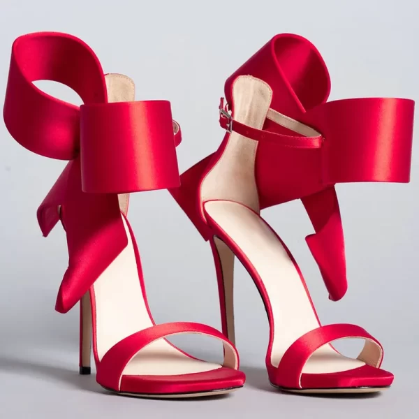 Essentials Women's Elegant Style Side Bow Ankle Strap High Heel Sandals - Fuchsia