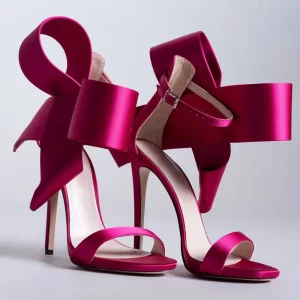 Essentials Women's Elegant Style Side Bow Ankle Strap High Heel Sandals - Fuchsia