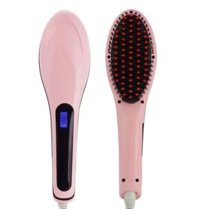 Electric Hair Straightening Brush - Pink