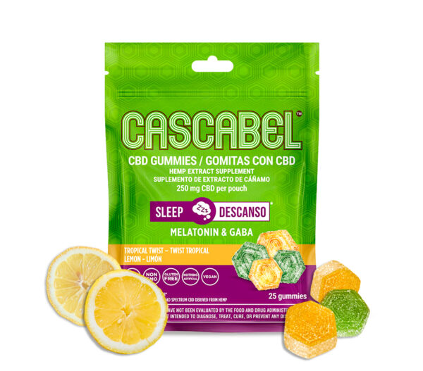 Essentials 'Cascabel' CBD Gummies Set: 10 mg - 5 PKS 25 CT Sleep + 2 PKS 25 CT Relief - With Ingredients Displayed