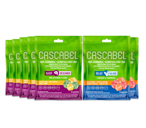 Essentials 'Cascabel' CBD Gummies Set: 10 mg - 5 PKS 25 CT Sleep + 2 PKS 25 CT Relief