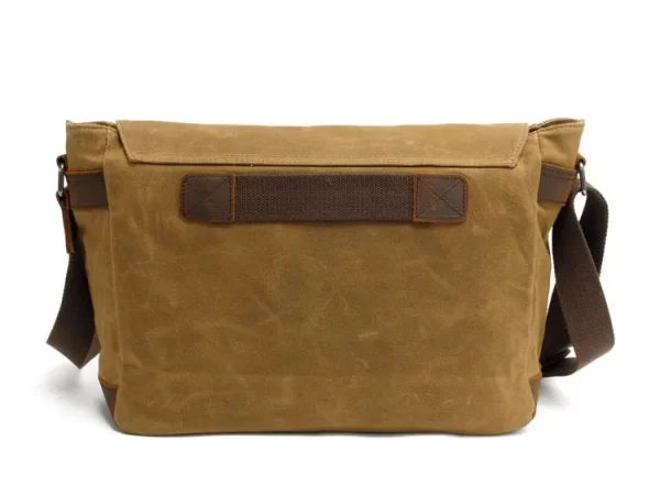 Essentials Men's Rustic Style Canvas Crossbody Messenger Bag Back View