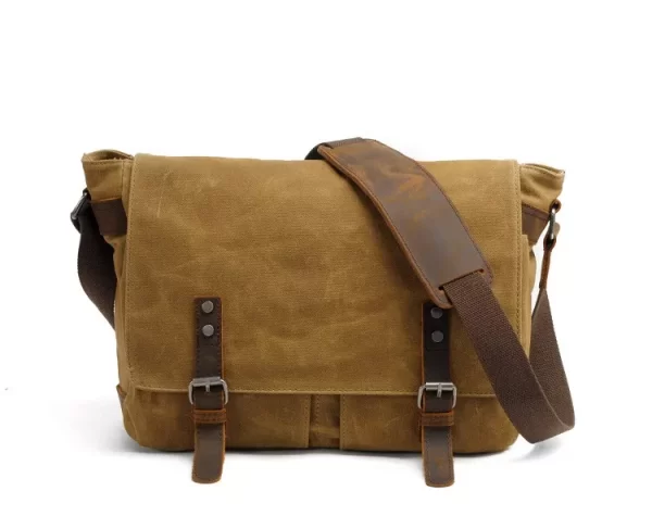 Essentials Men's Rustic Style Canvas Crossbody Messenger Bag Front View