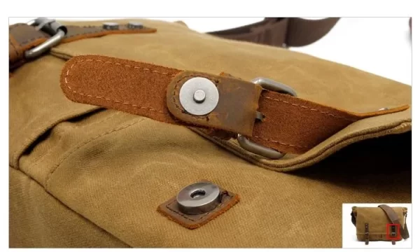 Essentials Men's Rustic Style Canvas Crossbody Messenger Bag Metal Buckle Clasp View