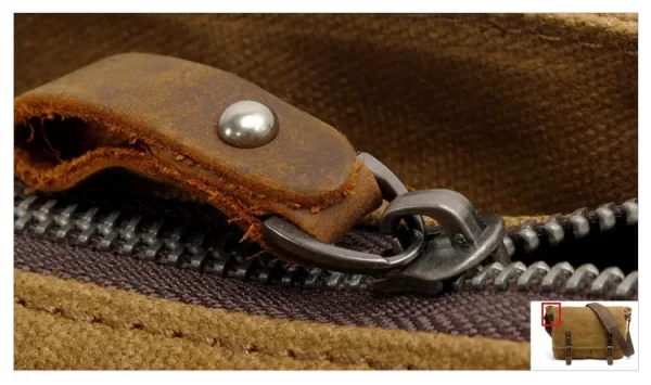 Essentials Men's Rustic Style Canvas Crossbody Messenger Bag Zipper Closure View